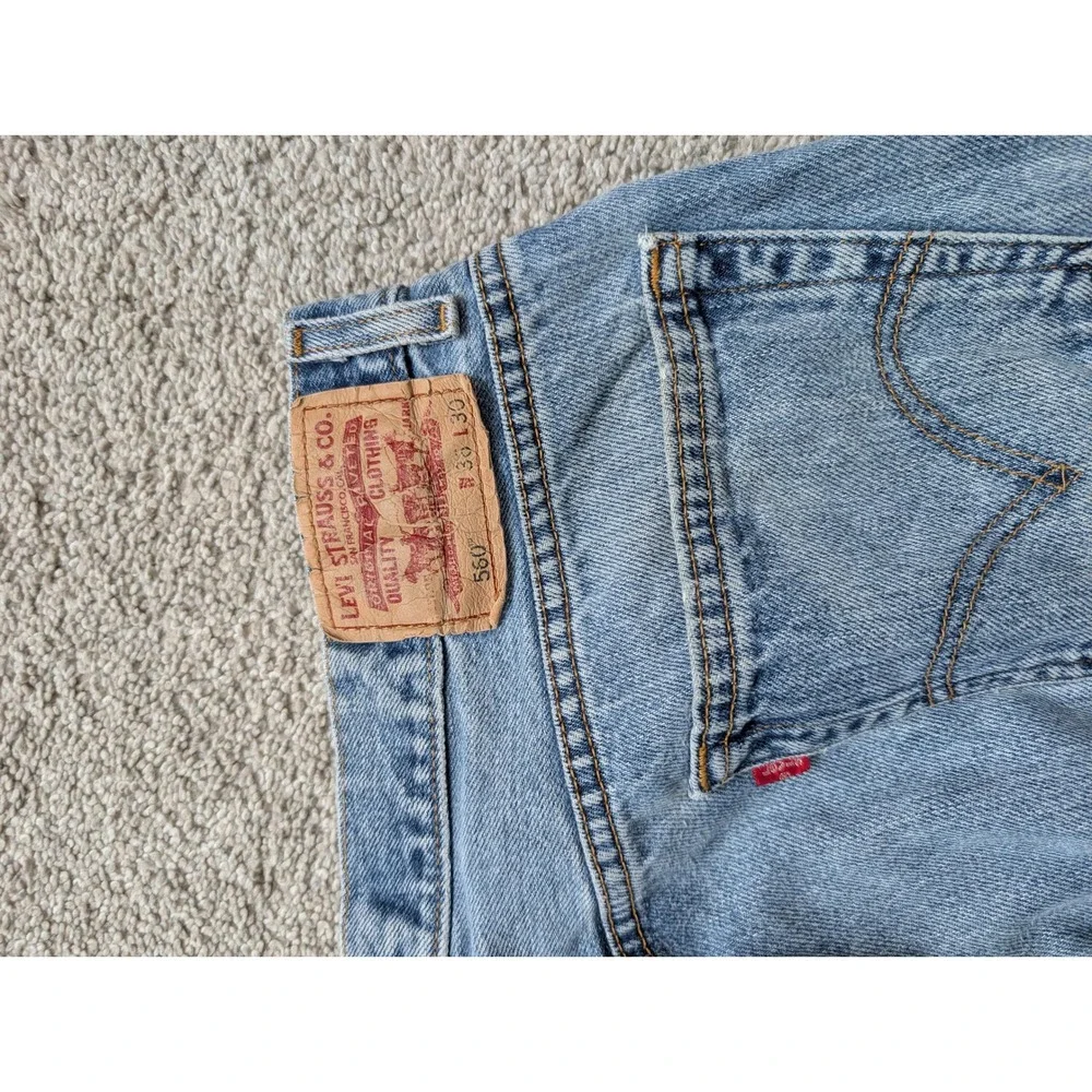 Y2K Levi's 560 Jeans Mens 38x30 Cotton Blue Faded Distressed Loose Comfort Fit